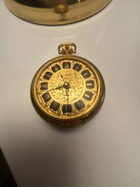 Vintage Sheffield Swiss Made Alarm Pocket Watch Gold Tone Engraved Non working